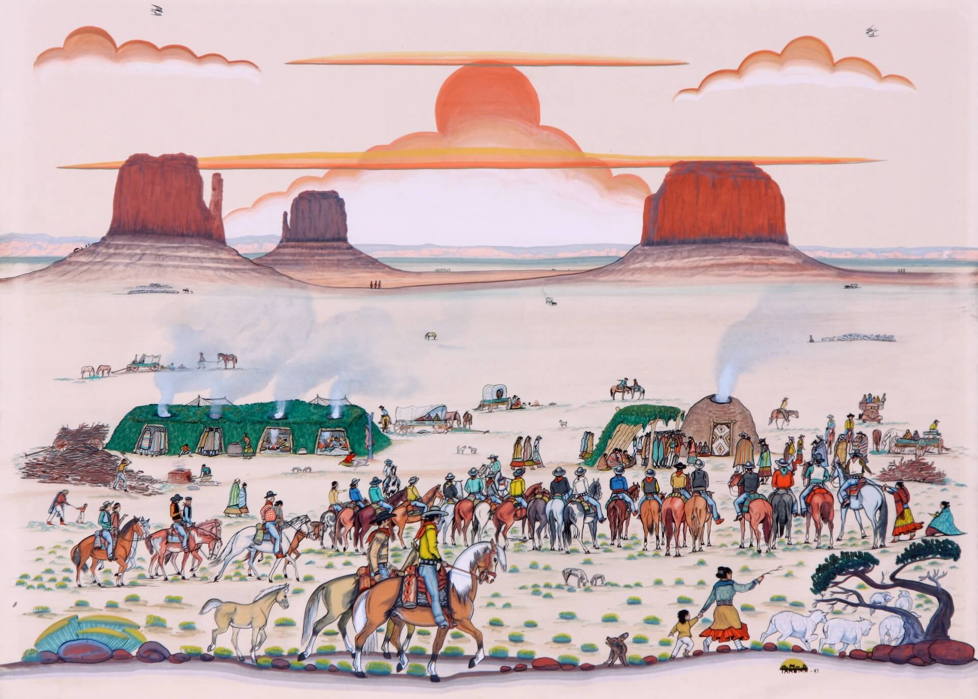 Dine Navajo Print showing Monument valley