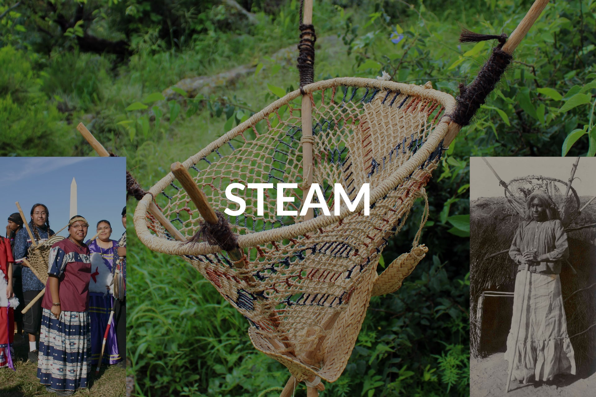 Woven basket used by the O'odham tribe with the category "STEAM"