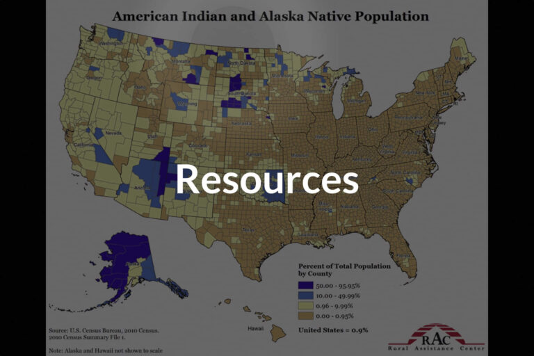 Featured image showing a map of the American Indian and Alaska Native Population with the word Resources on top