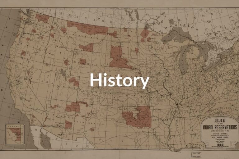 Map of the Native American Reservations with the limits of the United States with History as a heading