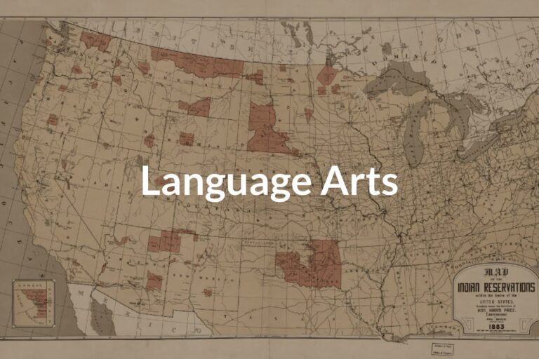 Map of the Native American Reservations with the limits of the United States with Language Arts as a heading