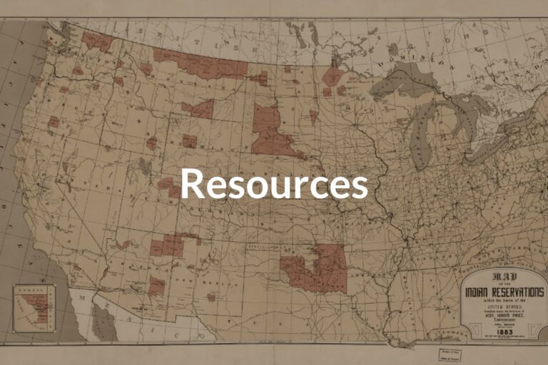Map of the Native American Reservations with the limits of the United States with Resources as a heading