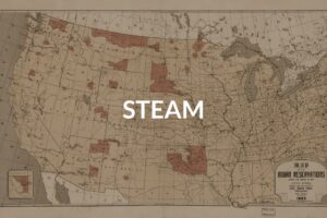 Map of the Native American Reservations with the limits of the United States with STEAM as a heading